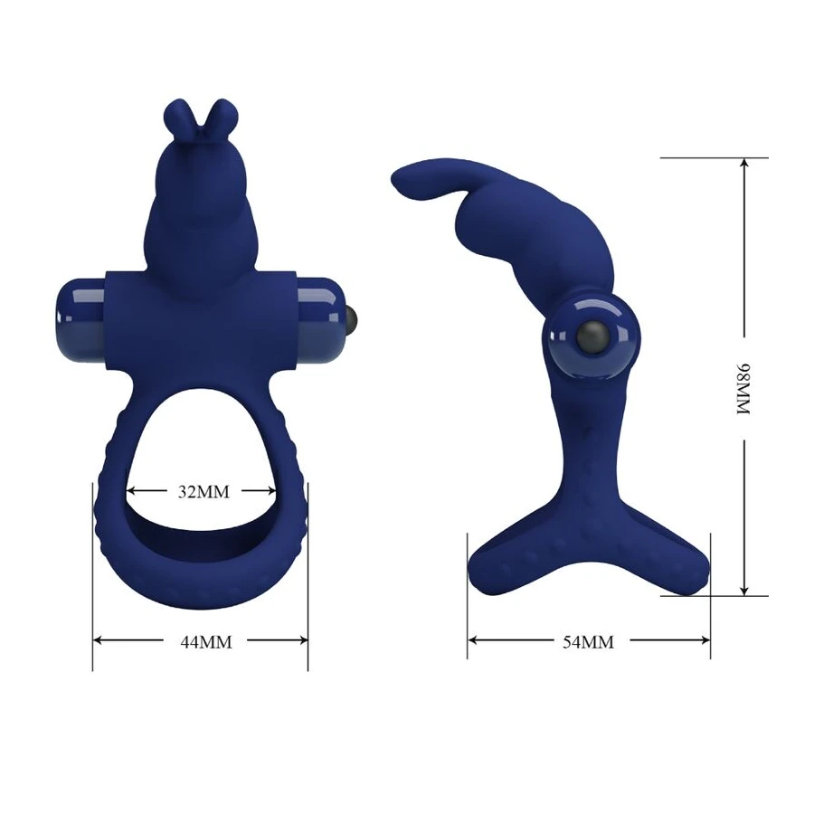 PRETTY LOVE - LUCHITO DOUBLE VIBRATING RING RABIT BLUE